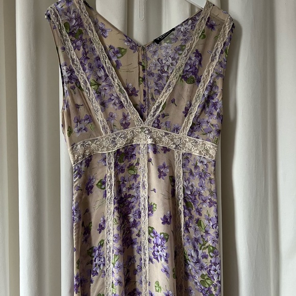 TWINSET Purple Floral and Lace Long Dress M Italian 44 - Picture 3 of 9